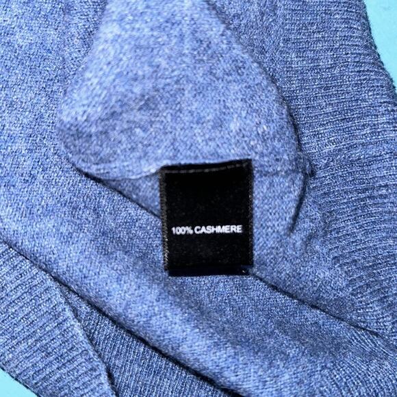 QI Cashmere Sweater Mens Medium New York Blue V-Neck - Picture 4 of 4